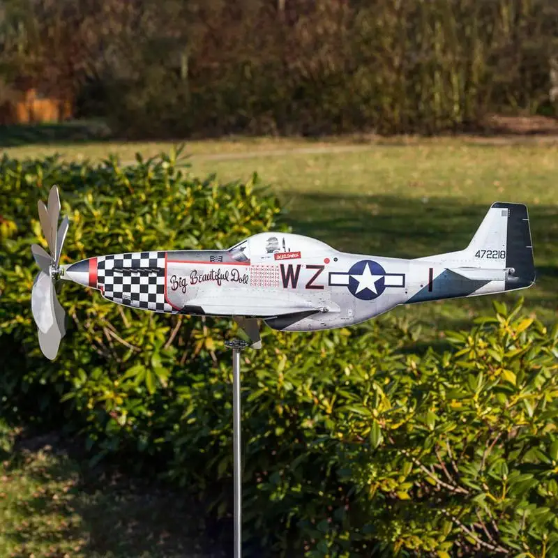 Airplane Wind Spinner Metal Wind Spinners Wind Sculpture Windmill Aircraft Weatherproof Aircraft Wind Sculpture Wind Powered