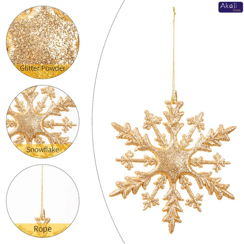 6 قطعة بولي كلوريد الفينيل بريق ندفة الثلج عيد الميلاد الحلي مجموعة زينة معلقة ملونة لعيد الميلاد شجرة نافذة حفلة ديكور المنزل عطلة #6