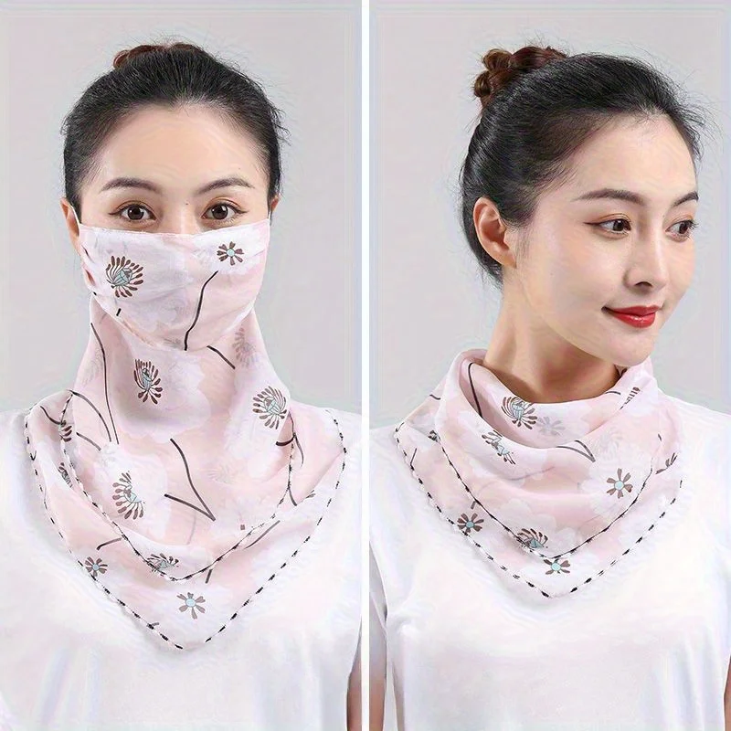 وشاح صيفي واقي من الشمس قناع كبير لحماية الرقبة للنساء قناع وجه قابل للتنفس تغطية كاملة للوجه حجاب شيفون رقيق قابل للتعديل