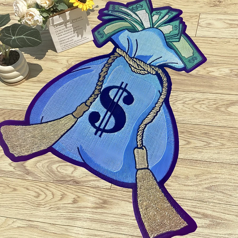 

Blue Money Bag Soft Carpet Digital Printing Imitation Cashmere Technology Housewarming Gift Custom Non-slip Decorative Carpet