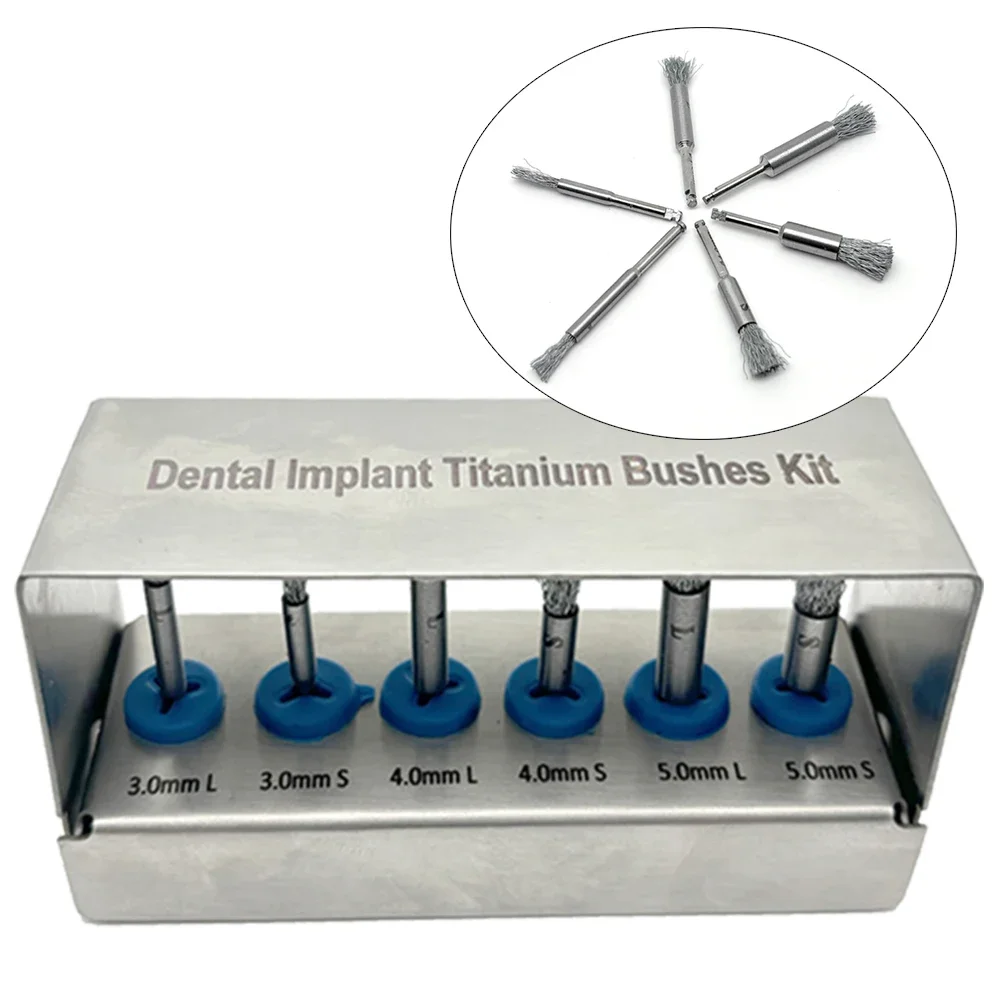 6Pcs Dental Titanium Brushes for Dental Implant Maintenance Cleaning Instruments Oral Denture Care Brushes