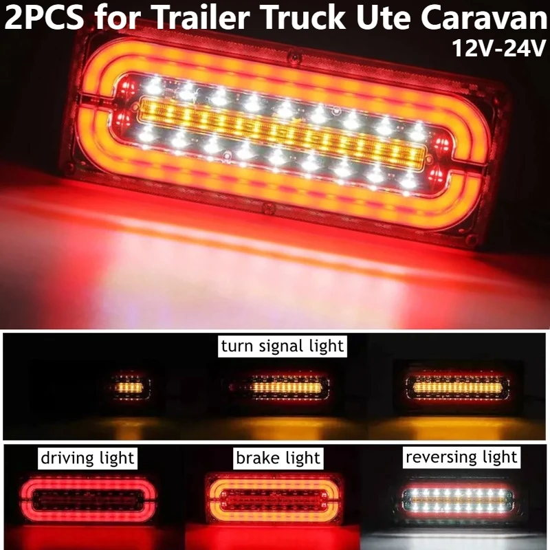 

Комплект из 2 светодиодных задних фонарей с последовательным указателем поворота, стоп-сигналом и фонарем заднего хода для прицепов, пикапов, караванов, грузовиков 12В-24В
