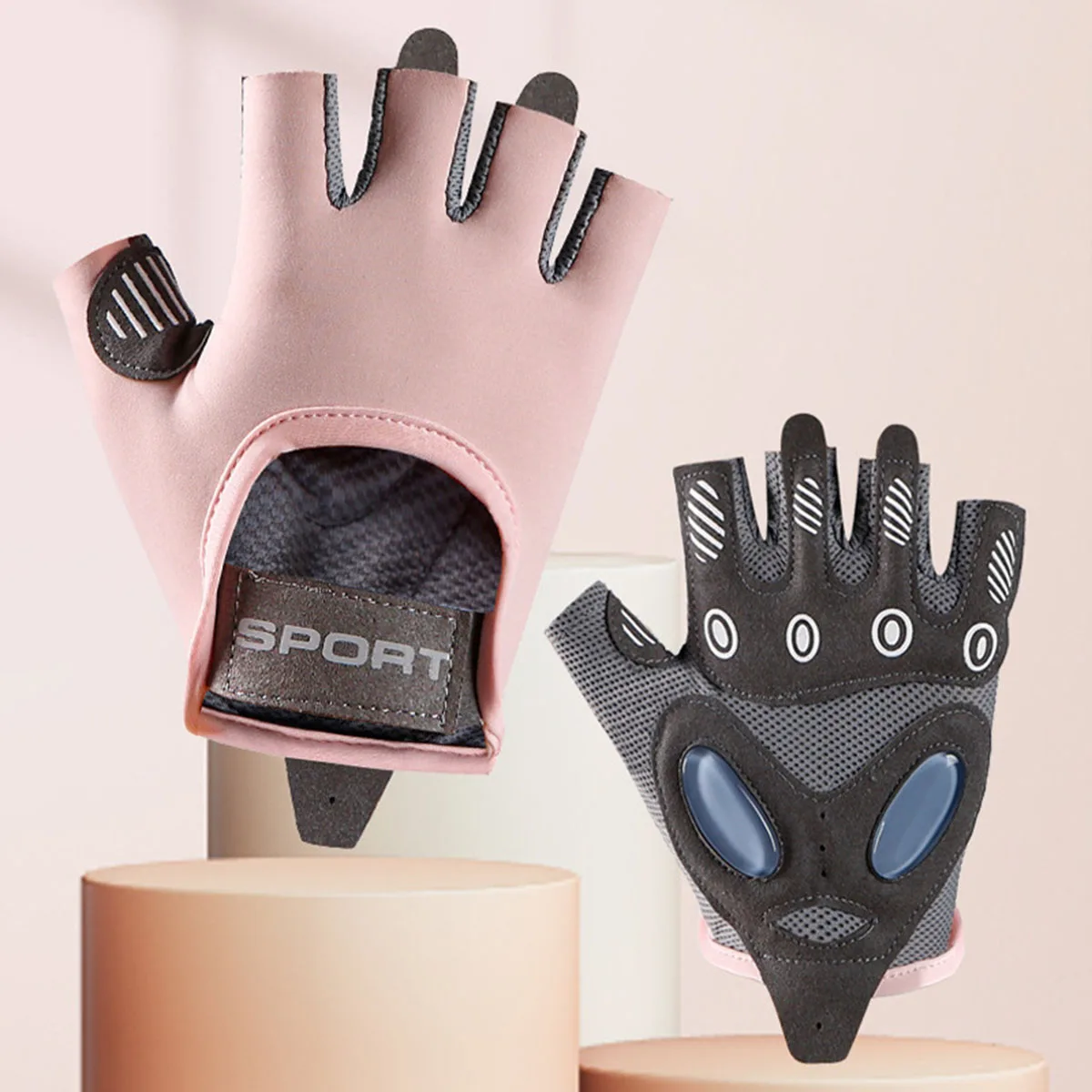 

Anti Slip Wear-resistant Shock-absorbing Half Finger Gloves Sports Yoga Ice Silk Breathable Fitness Gloves