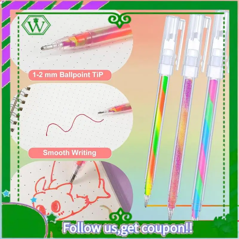 ABIK-36 Pcs Rainbow Gel Pens Color Changing Glitter Neon Gel Pens Rainbow Pens For Adult Coloring Book