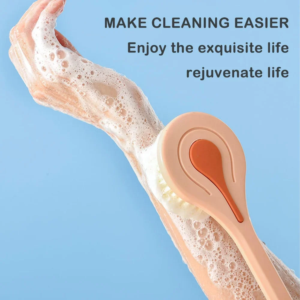 Long Handle Bath Brush Shower Exfoliating Brush Body Scrub Back Scrubber Sponge Exfoliator Skin Massager Bathroom Bathing Tools