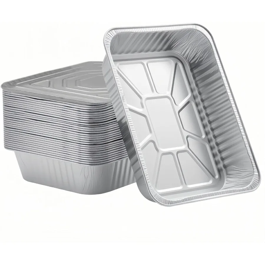 

Disposable Aluminum Foil Pan, Family Size Baking Container, Deep Rectangular,9×13 Half Size,Tin Pans for Roasting(30 Pack w/Lids