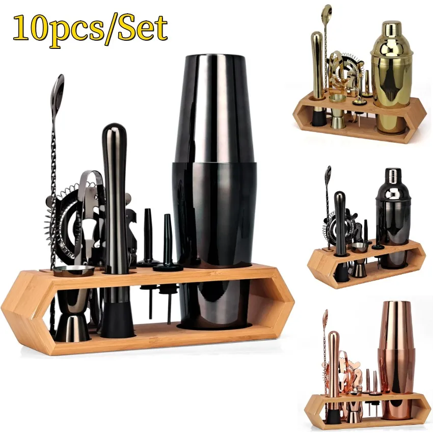 

Cocktail shaker wooden case boston shaker Stainless steel Bartender kit Luxury kit cocktail Shaker kit bar accessories home bars