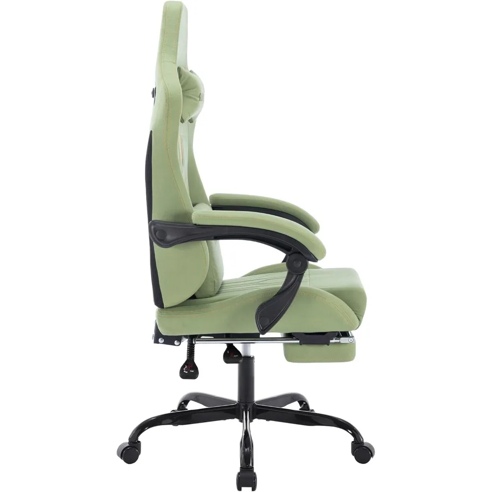 كرسي ألعاب مريح مع مسند للقدمين، دعم قطني للتدليك، كرسي هزاز قابل للتعديل لجلسلات ألعاب الفيديو المريحة