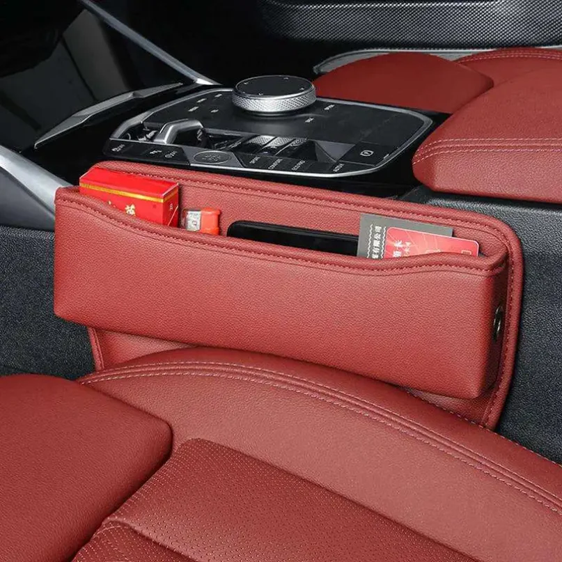 

1pcs Leather Car Seat Gap Organizer Multifunction Console Crevice Filler Side Storage Box Car Interior Storage Pocket
