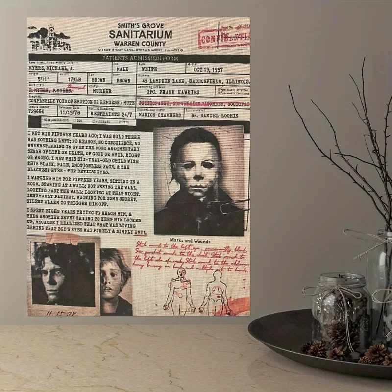 Retro Michael Myers Smith's Grove Sanitarium Wall Arts Canvas Painting Posters Prints for Living Room Decor