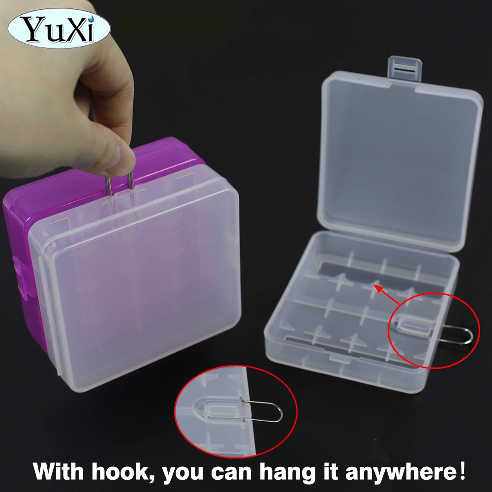 1 piece For 18650 16340 Battery Storage Box 4 Slots Plastic Batteries Holder Box Case With Hook Clear Jewellery Storage Box