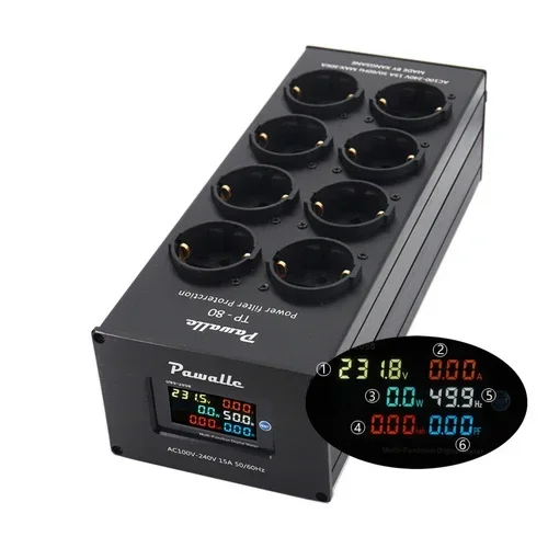 Tp80 Power Filter Socket Ruisonderdrukking Overbelastingsbeveiliging Spanningsweergave Functie Audioversterker Europese stekkerkaart