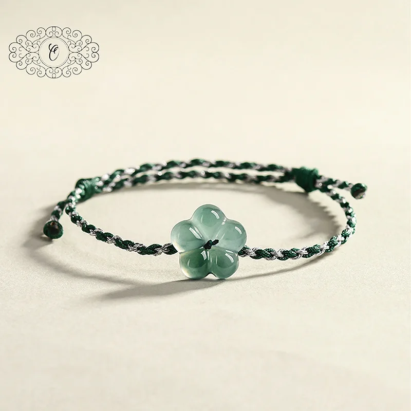 

Lucky peach Blossom Jade Bracelet, Icy Blue-Green Carved Flower for Eternal Beauty, Meaningful Gift of Renewal & Elegance