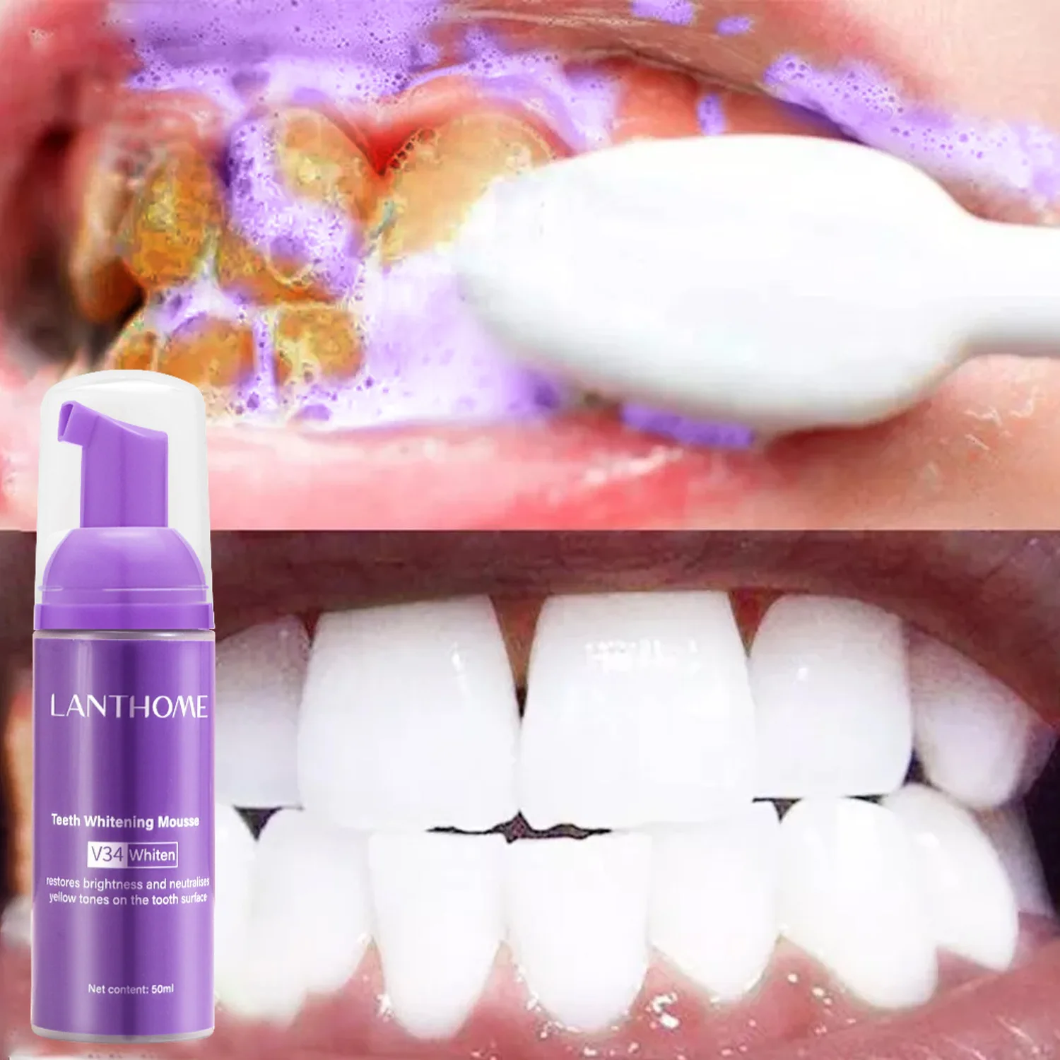 V34 Tanden Whitening Mousse Tandpasta Verwijderen Vlekken Tandplak Diepe Reiniging Te Verbeteren Gele Tanden Verse Adem Producten Verzorging