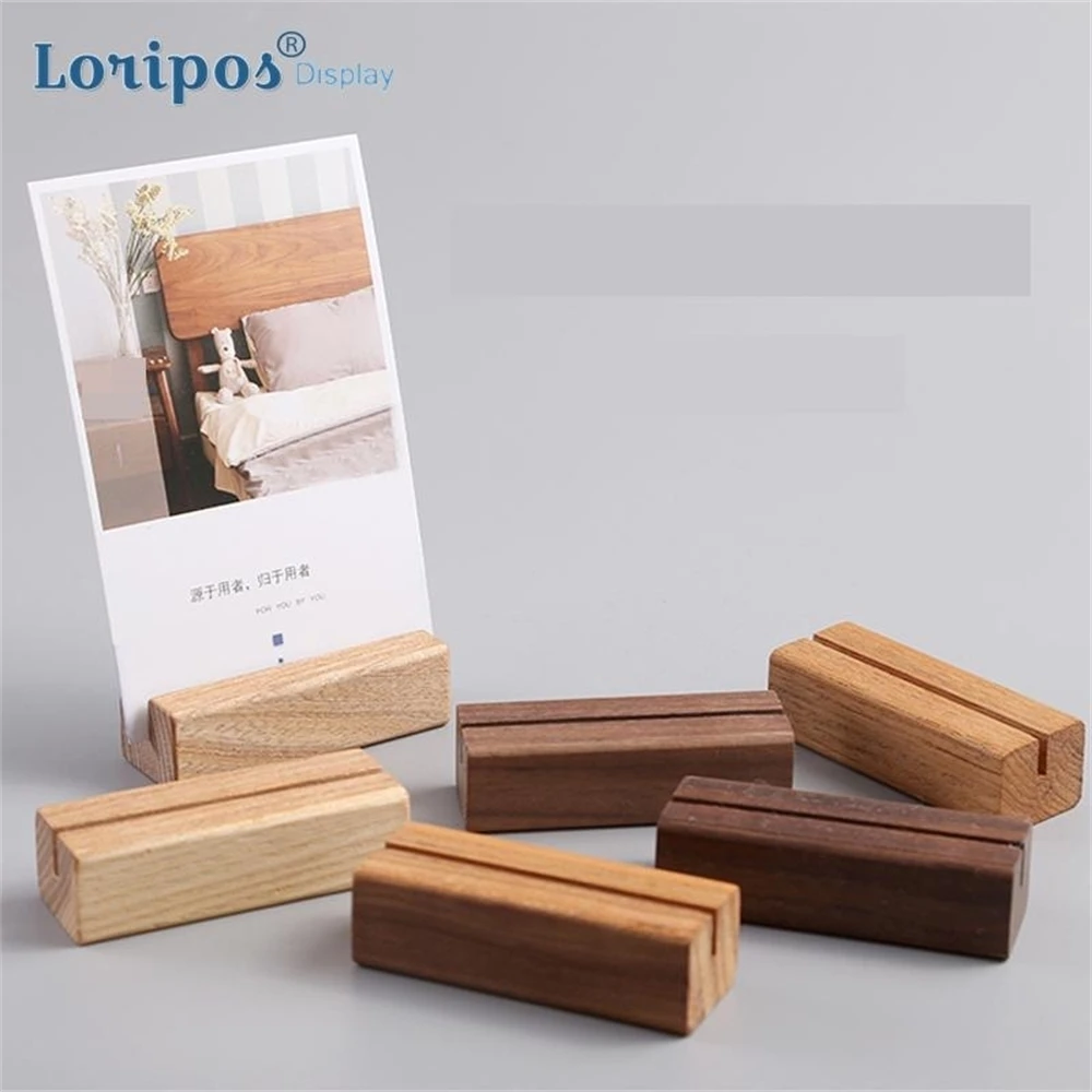 Holz Kartenhalter Hochzeit Postkarten Organizer Holz Kreatives Schreibtischschild Preisschild Display Memo Notiz Clip Bild Fotoständer