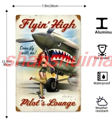 shui PILOT'S LOUNGE IN METAL SIGN PIN UP GIRL LINGERIE MS BEHAVIN COME FLY WITH ME 1pc