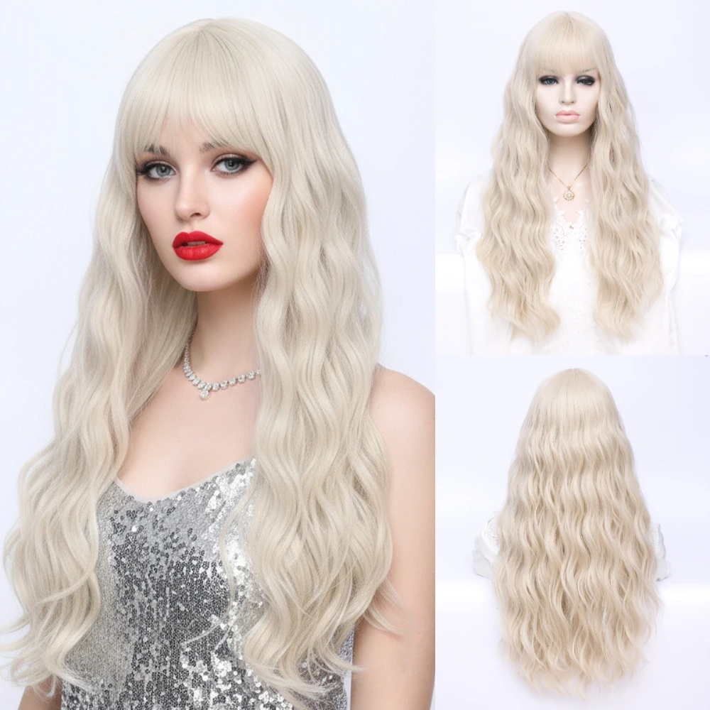

Женский длинный волнистый светлый парик, термостойкие синтетические волосы для косплея Лолиты на Хэллоуин