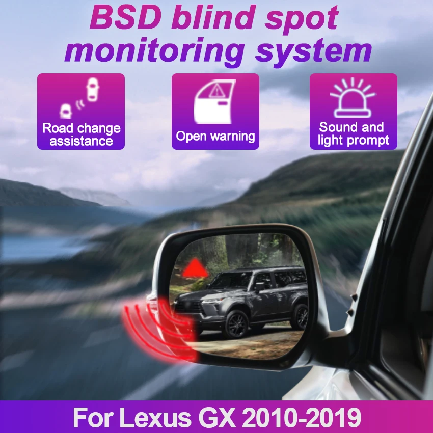 For Lexus GX 2010-2017 2018 2019 BSD BSM blind spot Radar detection system 24GHZ Microwave Sensor Mirror light alarm