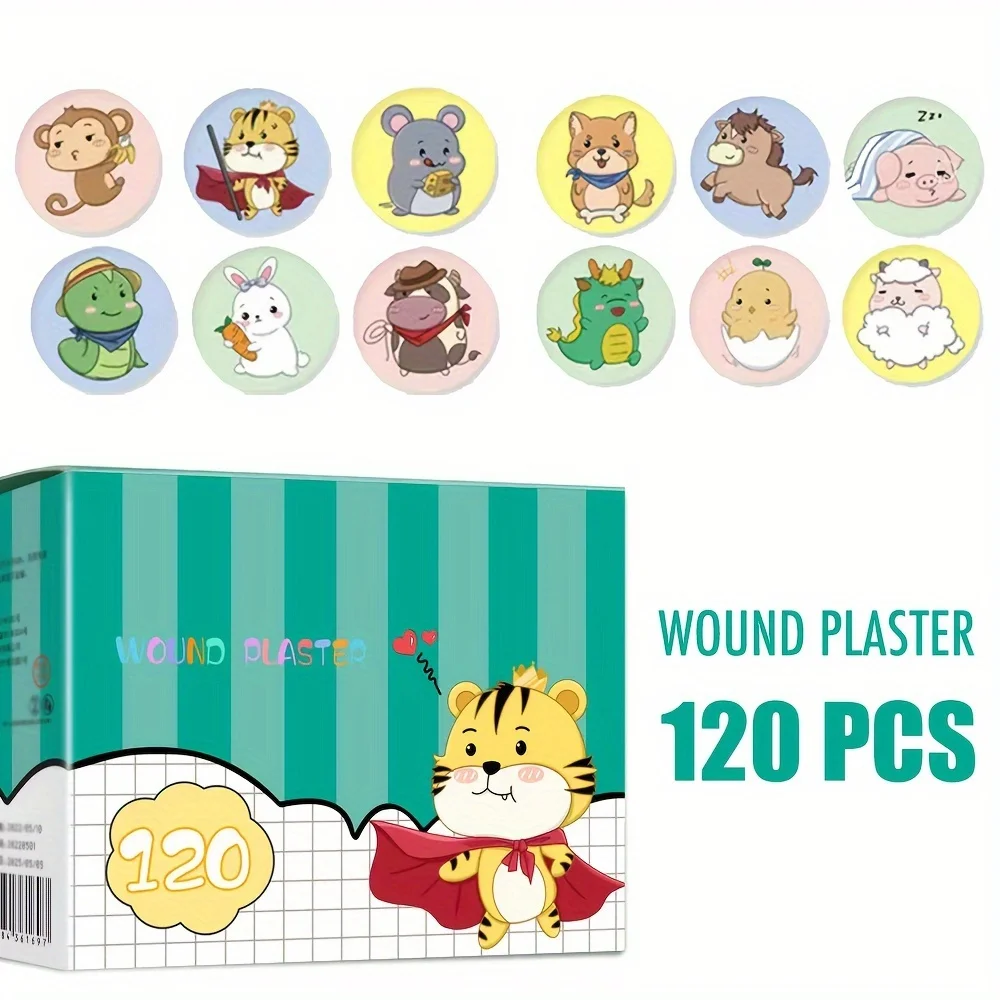 120pcs Cartoon Band-Aid Round Band Aid for Children Kid Skin Vaccine Injection Hole Patch Wound Plaster Kawaii ​Adhesive Bandage