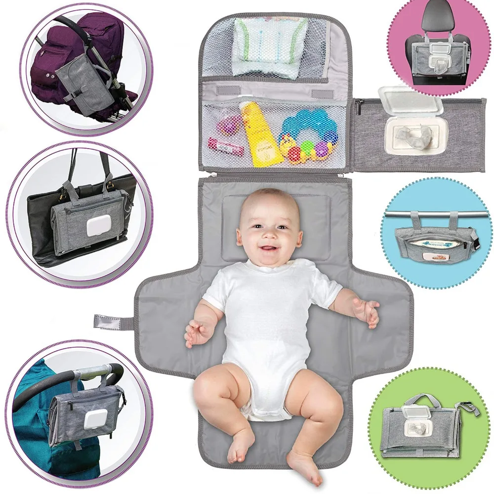 Waterproof Baby Diaper Changing Pad Portable Changing Pad With Pocket Travel Diaper Changing Station Kit Storaged Diaper Pad New