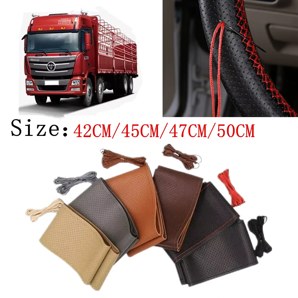 

New Steering Wheel Cover Truck Handle Cover 42CM 45CM 47CM 50CM Braid Leather Car Steering Wheel Case for Truck Lorry Accessorie