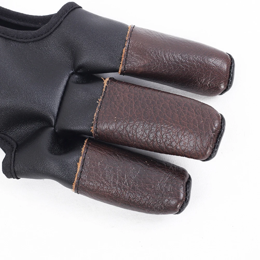 1pc Bogenschießen Drei Finger Rindsleder Schutz Handschuh Tragen Beständig Weiche Sport Schutzhülle Bogen Pfeil Zubehör Bogenschießen Handschuh