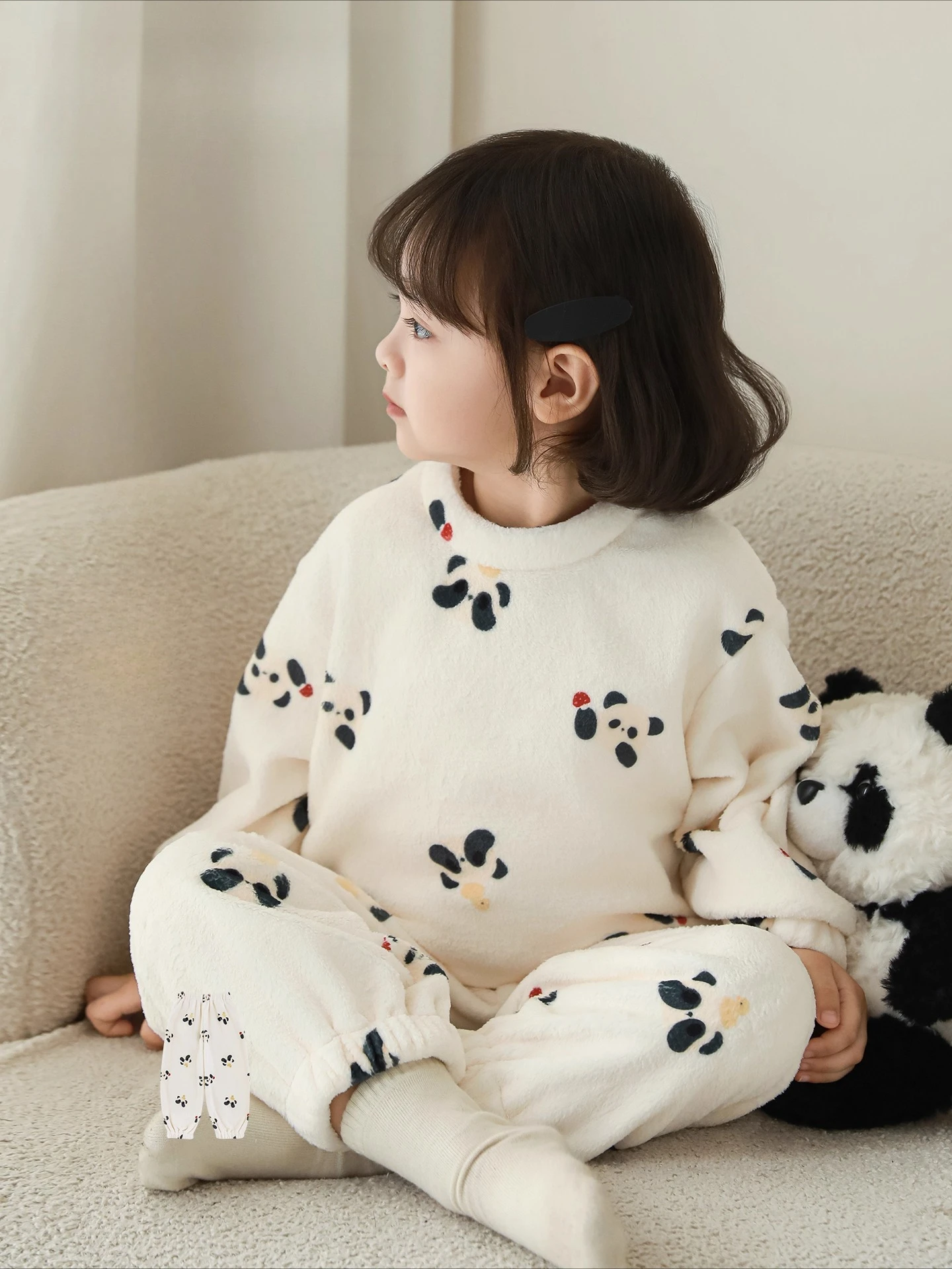 

Girls Winter Loungewear Double Sided Flannel Pajamas Set Ultra Soft Thermal Sleepwear Cartoon Print Cozy Two Piece 1-7 Years