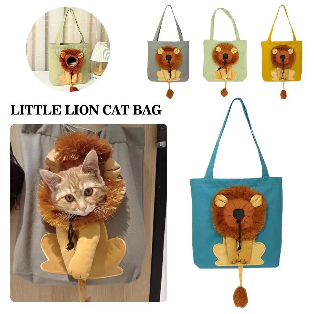 Pet cat Bag Pet Canvas Shoulder Bag Pet Carriers Lion-shaped pet Pet pet bag accessories Outdoor cat supplies R6L6