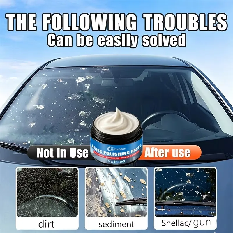 Car Glass Polishing Paste, Remove Oxidation Reduce Wiper Noise, Improve Visibility & Long Protection
