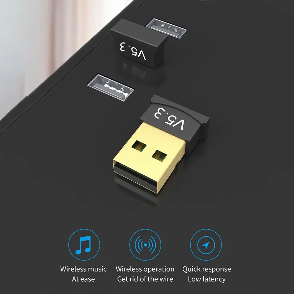 Adaptador inalámbrico USB Bluetooth 5,3, transmisor de música, receptor Adaptador para ordenador, PC, portátil, auriculares, Mini emisor