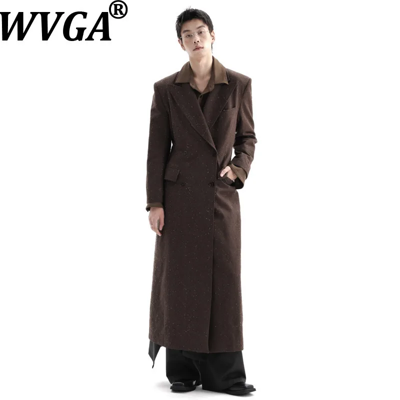 

WVGA осень-зима новый мужской уличный костюм с подкладкой на плечах модный костюм с отложным воротником пальто нишевый шикарный повседневный пиджак Ins W14953