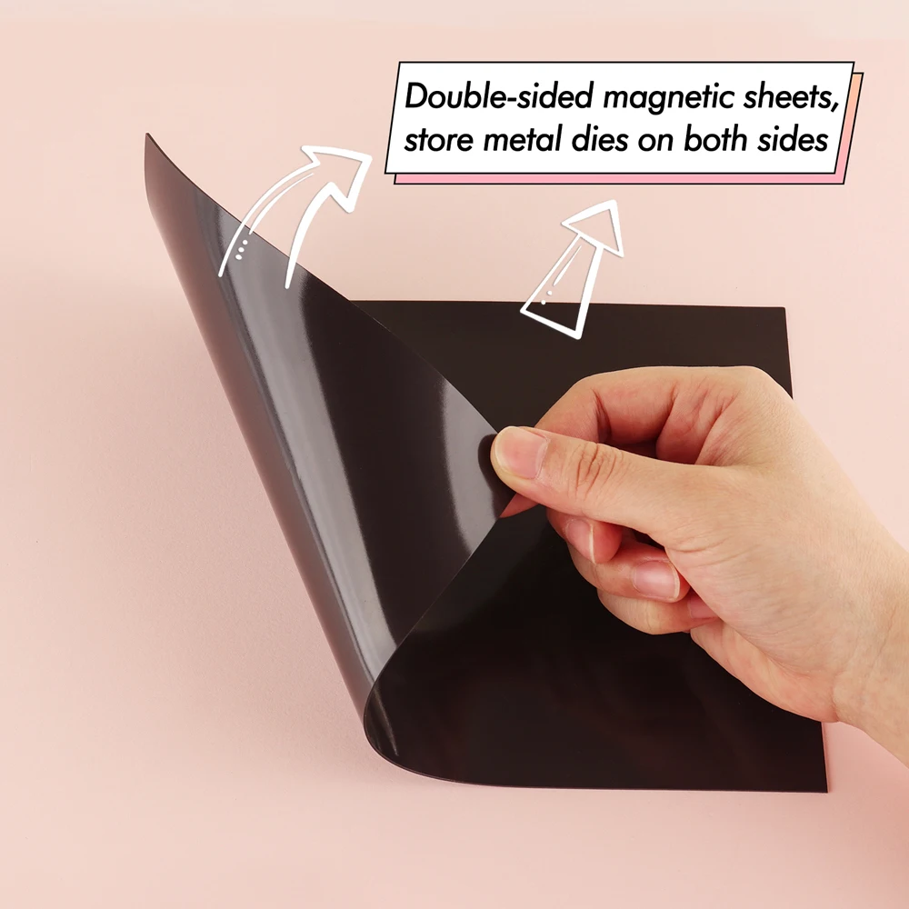 6pcs/set Double Sided Strong Magnetic Sheet 0.8mm Thickness for Metal Cutting Die Storage Organizer Black Magnet Mats