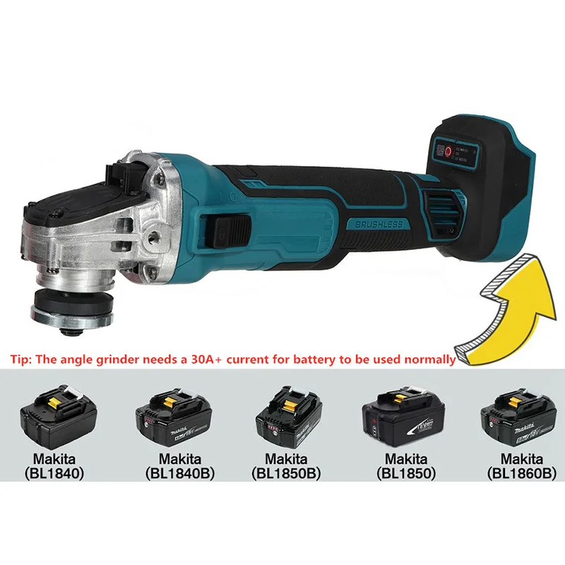 Magnitt 100/125mm Grinding Machine Cutting Wireless Electric Brushless Angle Grinder Polisher Power Tool For 18V Makita Battery