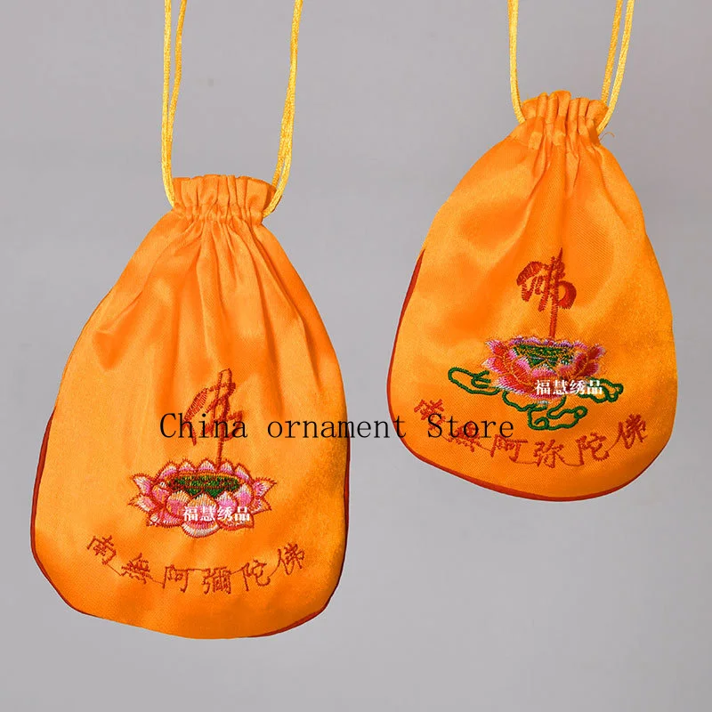 Embroidered Amitabha Buddha small lucky pouch, incense bag, directly supplied by the manufacturer, suitable for Buddhist and Tao