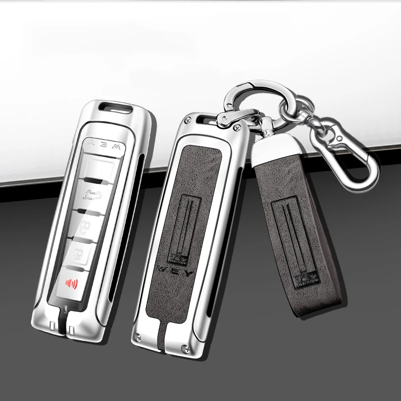 Car Zinc Alloy Key Bag Keychain Protection For Great Wall WEY Tank 300 Vv5 Vv6 VV7 P8 Shell Key Case Holder Interior Accessories