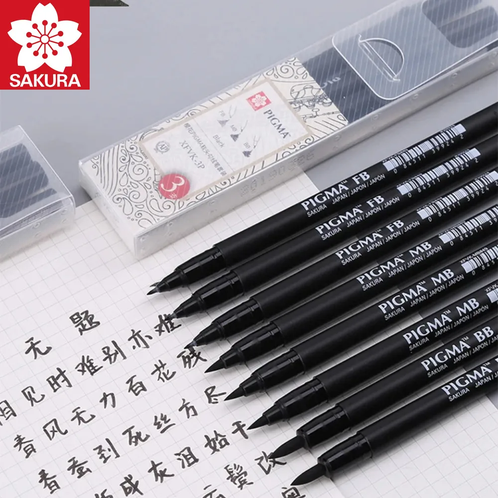 SAKURA Soft tip Brush calligraphy pen Hand-painted Hook Line Pen Sponge Tip Smooth Ink Flow Writing Artistry Chinese brush