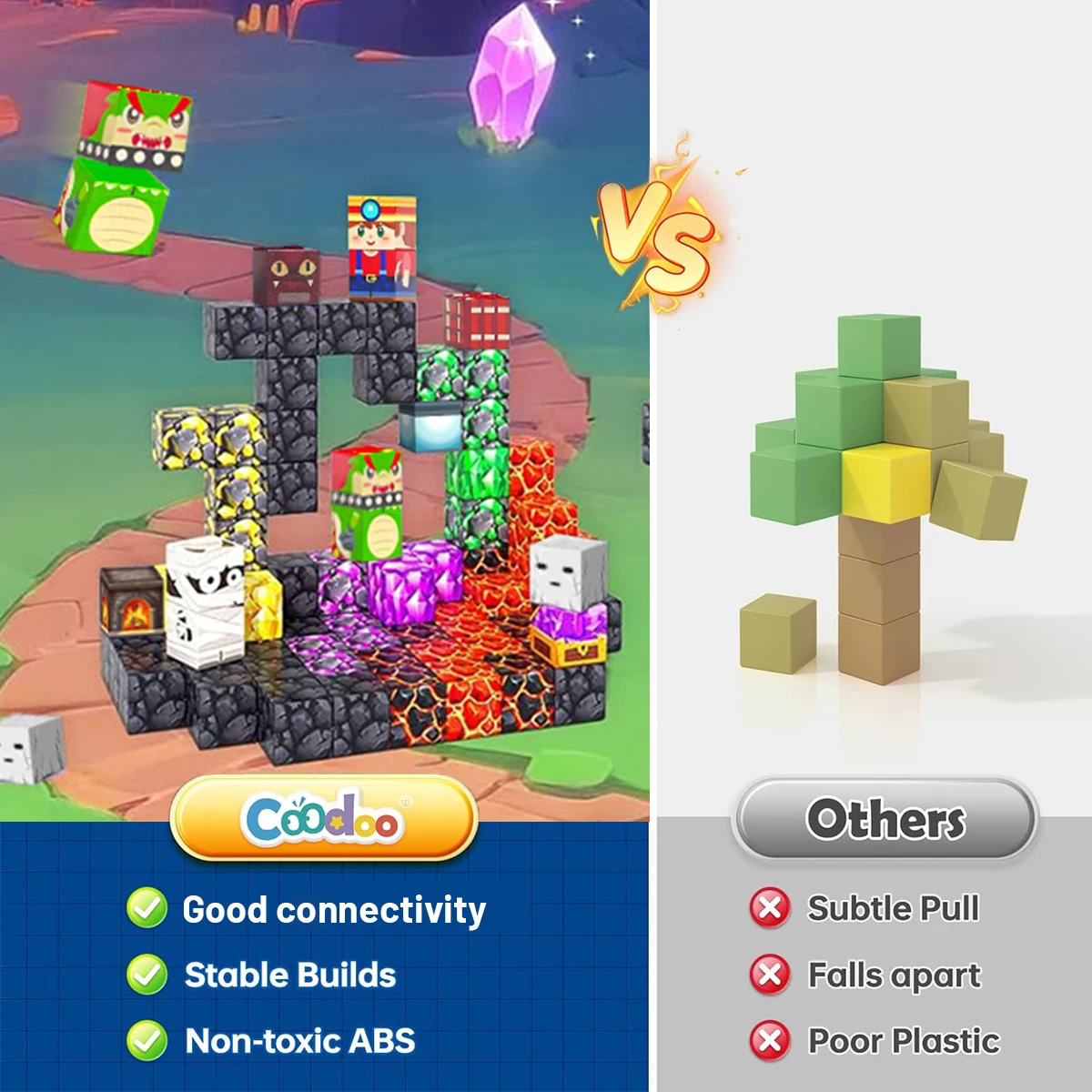 80/120/180PCS Magnetic Building Blocks Construction Sets For 3Years+ Old Kids Magnet Cube Set STEM Montessori Sensory Toy