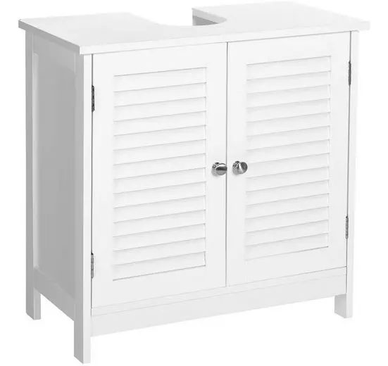 VASAGLE washbasin under wardrobe bathroom wardrobe storage s wardrobe with 2 slat doors, adjustable shelf level, with handles