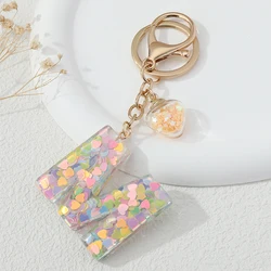 Pretty Resin Keychains Colorful Letter M Glass Star Key Rings For Women Girl Friendship Gift Handbag Decoration Handmade Jewelry