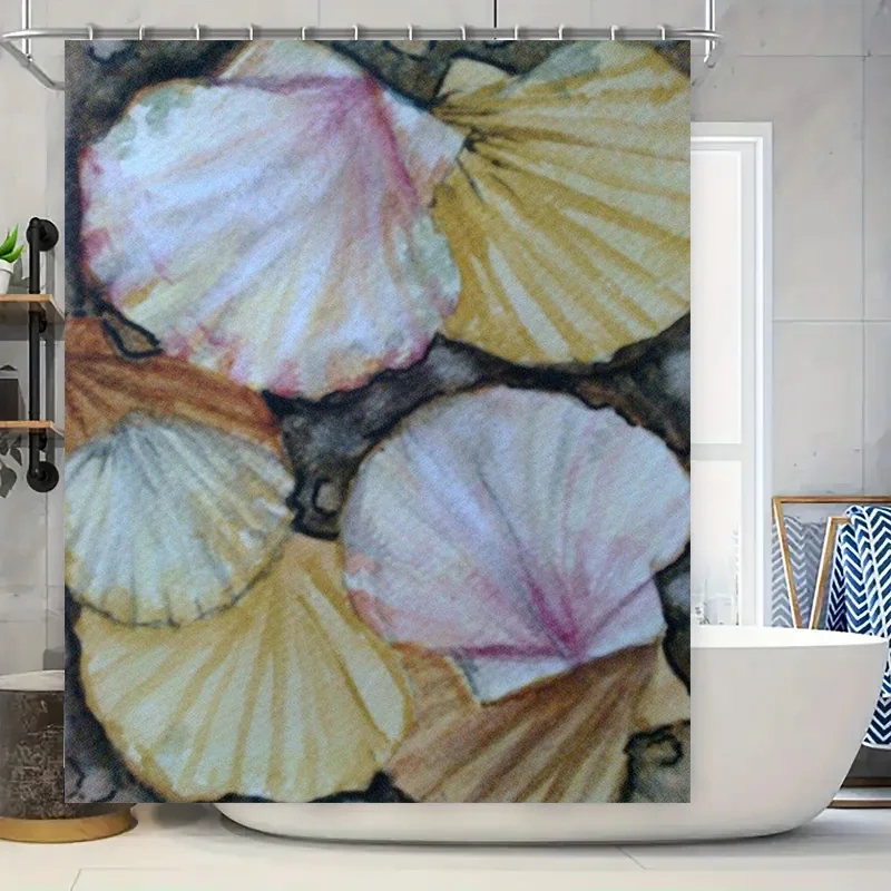 

Занавеска для ванны с ручной росписью, декоративная занавеска для душа, водонепроницаемая ткань, белый, розовый, желтый дизайн для ванной комнаты