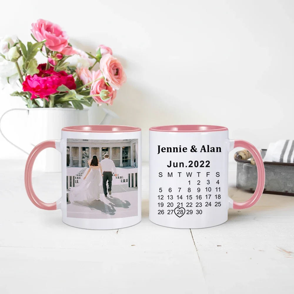 Personalized Couple Mug Custom Photo Date Name Ceramic Cups for Boyfriend Wife Husband Coffee Tea Mugs Wedding Anniversary Gifts