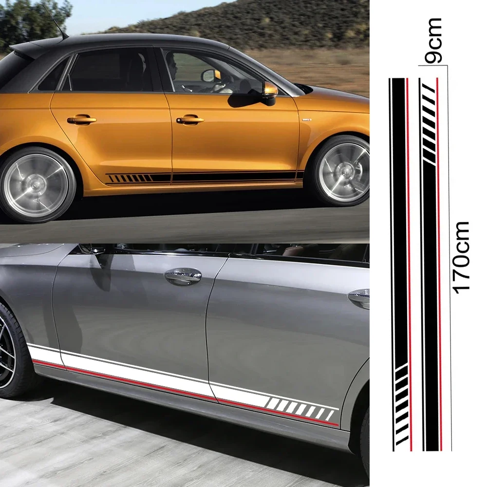 لأودي A1 8X GB GBA Sportback الأنا زائد TFSI E-Tron الحضرية 2 قطعة باب السيارة ملصق الجانب تنورة الرسومات سباق المشارب اكسسوارات #1