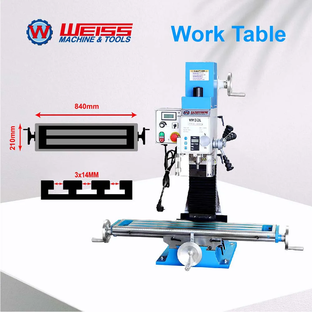 ماكينة طحن WEISS VM32L ماكينة حفر طحن متغيرة 100-2250 دورة في الدقيقة 1500 وات مثقاب مطحنة بدون فرش