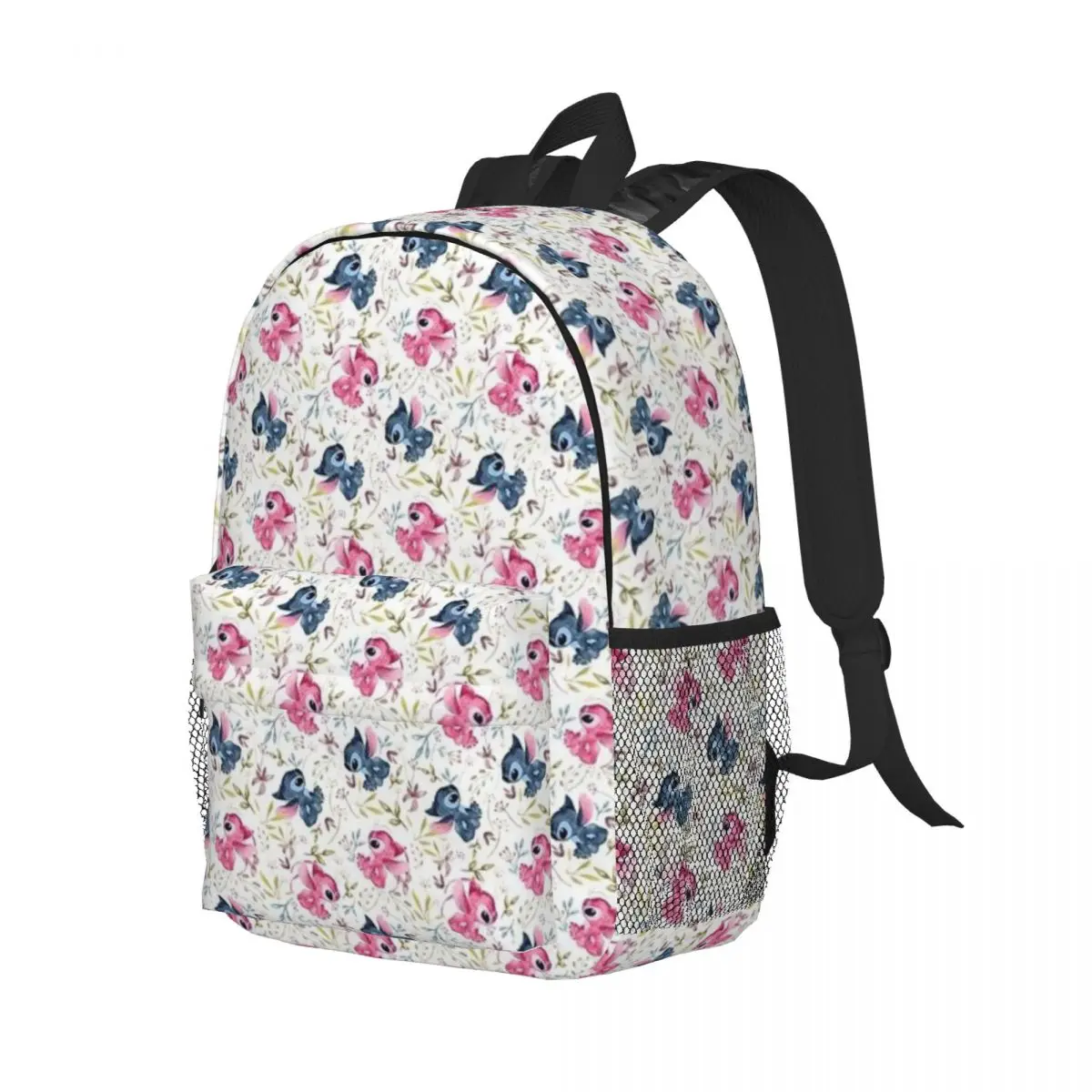 Stitch And Angel Compact 15-Inch Backpack - Stylish Lightweight Bag Perfect for Students and Commuters