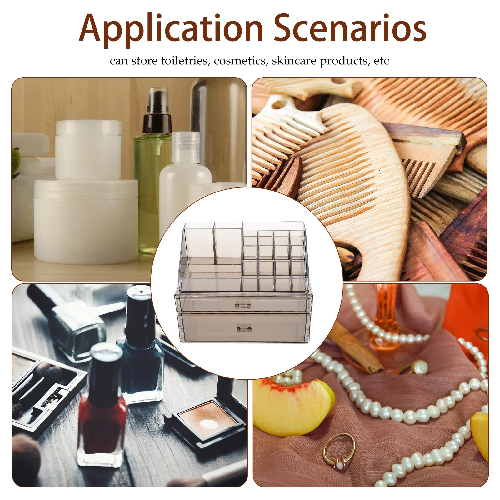 

1Set Transparent Makeup Organizer Multifunctional Desk Organizer Clear Storage Box for Cosmetics Office Supplies Bathroom Vanity