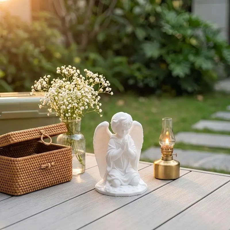 New 3D Printed Kneeling Angel Figurine Prayer Statue Sculpture Desktop Ornament Decoration