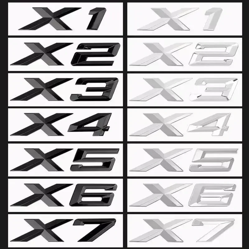 3D ABS Black Chrome Car Letters Rear Trunk Emblem Badge X1 X2 X3 X4 X5 X6 X7 Logo For BMW E70 E53 F15 G05 Decals Sticker Styling view 2