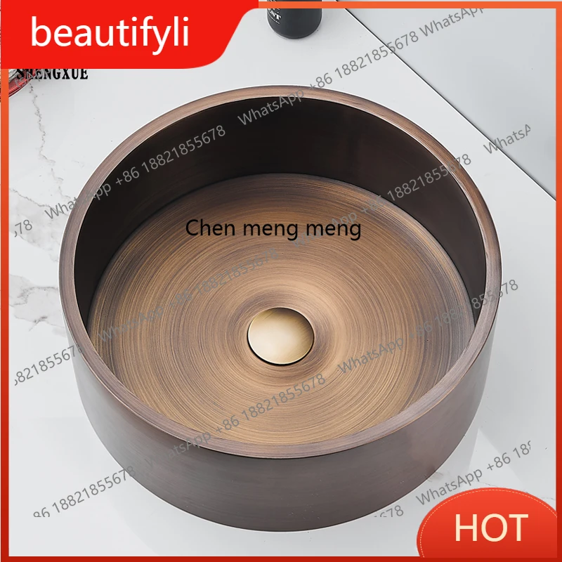 

A139 Antique stainless steel table wash basin B & B hotel wash hand single basin new Chinese retro wash basin