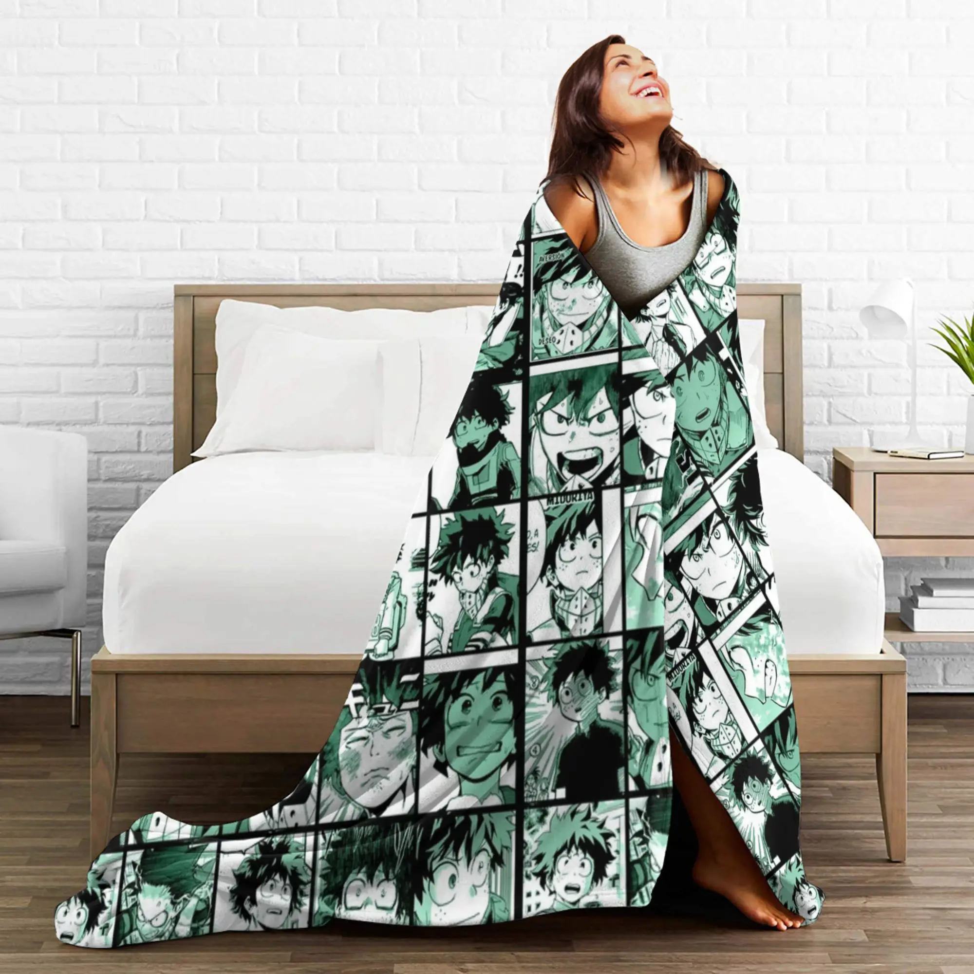 بلدي بطل الأكاديمية Midoriya Izuku كلية غطاء بطانية الفانيلا لينة رمي بطانية لغرفة النوم أريكة المفرش