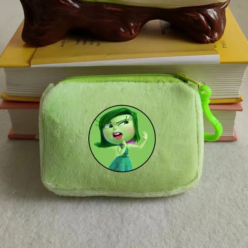 Inside Out Mini Plush Coin Purse Disney Cartoon Figure Student Canvas Square Storage Bag Boys Girls Handbag Fashion Kids Gift